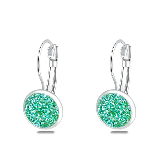 EcoWarra Simplee Korean Fashion Earrings with Round Stone for Women Silver Color Hanging Earing 2023 Trend Jewelry K-pop Accessories