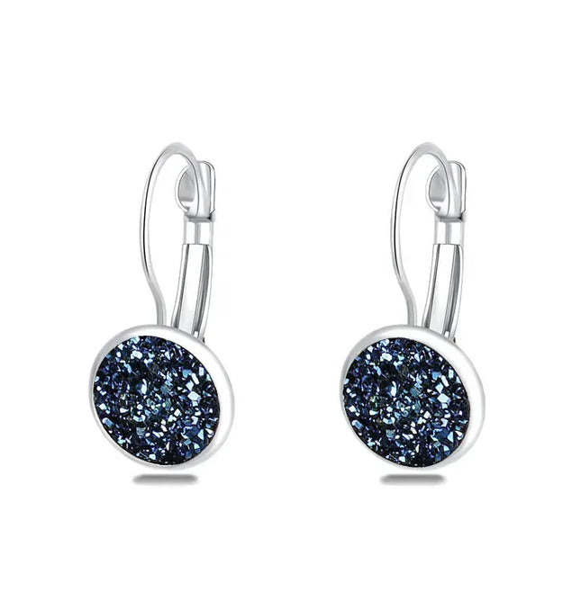 EcoWarra Simplee Korean Fashion Earrings with Round Stone for Women Silver Color Hanging Earing 2023 Trend Jewelry K-pop Accessories