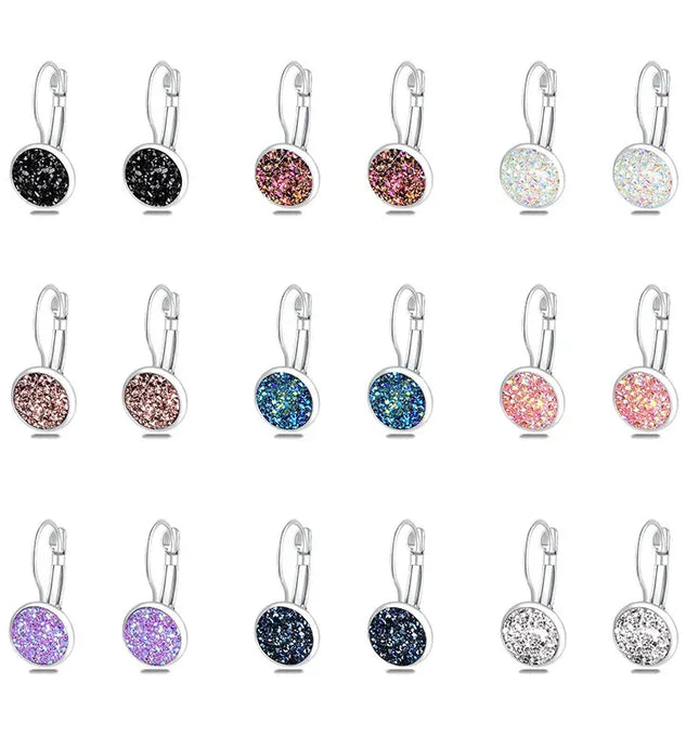 EcoWarra Simplee Korean Fashion Earrings with Round Stone for Women Silver Color Hanging Earing 2023 Trend Jewelry K-pop Accessories