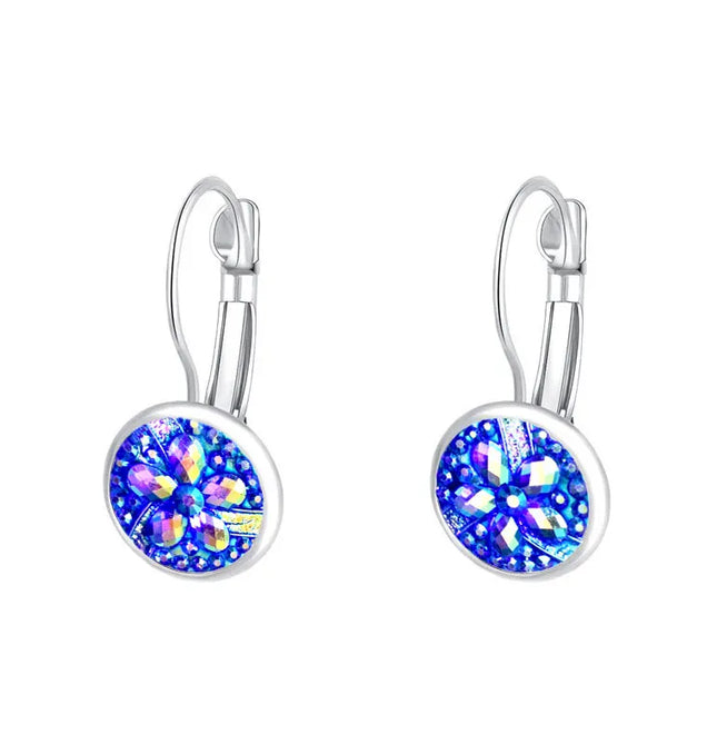 EcoWarra Simplee Korean Fashion Earrings with Round Stone for Women Silver Color Hanging Earing 2023 Trend Jewelry K-pop Accessories