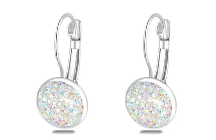 EcoWarra Simplee Korean Fashion Earrings with Round Stone for Women Silver Color Hanging Earing 2023 Trend Jewelry K-pop Accessories
