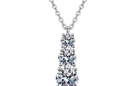 EcoWarra Smyoue 1.8CT Moissanite Pendant for Women Men Sparkling Diamond Necklace 3 Stones Solid Silver 925 Jewellery Luxury Quality GRA