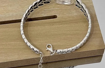 EcoWarra Style-A 925 Sterling Silver Bracelets for Women Men String Accessories Trend Retro  Retro Stone Pendant Party Jewelry Gift