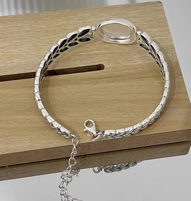 EcoWarra Style-A 925 Sterling Silver Bracelets for Women Men String Accessories Trend Retro  Retro Stone Pendant Party Jewelry Gift