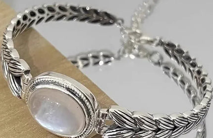 EcoWarra Style-A 925 Sterling Silver Bracelets for Women Men String Accessories Trend Retro  Retro Stone Pendant Party Jewelry Gift