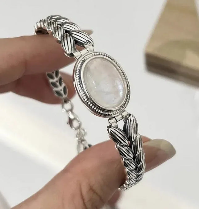 EcoWarra Style-A 925 Sterling Silver Bracelets for Women Men String Accessories Trend Retro  Retro Stone Pendant Party Jewelry Gift
