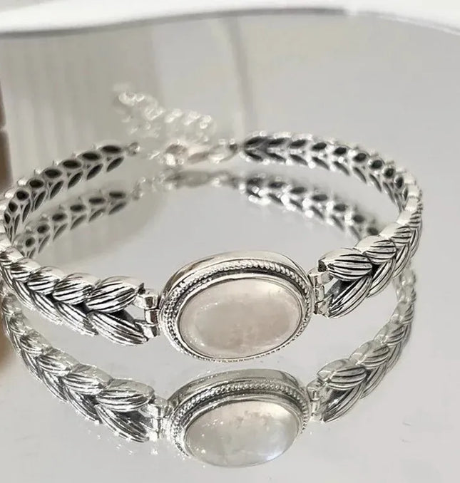 EcoWarra Style-A 925 Sterling Silver Bracelets for Women Men String Accessories Trend Retro  Retro Stone Pendant Party Jewelry Gift