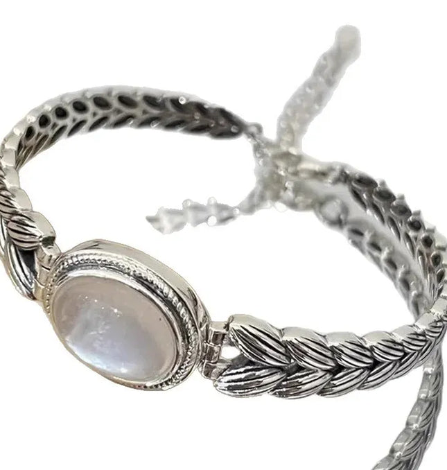 EcoWarra Style-A 925 Sterling Silver Bracelets for Women Men String Accessories Trend Retro  Retro Stone Pendant Party Jewelry Gift