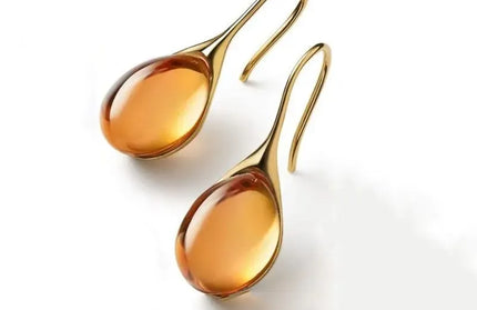 EcoWarra StyleC 2 Pcs Gold-color Earrings Luxury Style Inlaid Faux Cat's Eye Stones Colorful Fashion Earrings