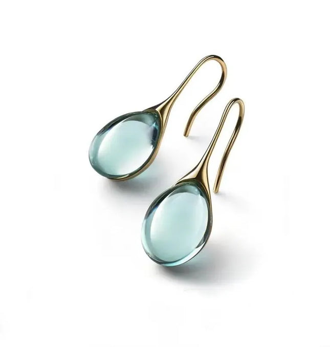EcoWarra StyleD 2 Pcs Gold-color Earrings Luxury Style Inlaid Faux Cat's Eye Stones Colorful Fashion Earrings