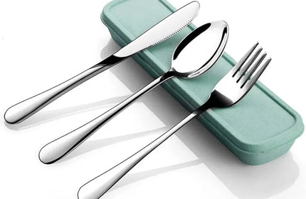 EcoWarra The Color Of 1set Stainless Steel Travel Cutlery With Knives Fork Spoon Portable & Environmentally Friendly Kitchen Tableware Picnic Camping