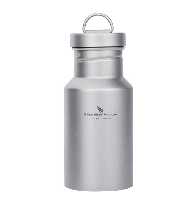 EcoWarra Ti3251D 400ml Boundless Voyage Titanium Water Bottle with Lid Wide Mouth Leak-Proof Reusable Sport Drinking Bottle for Camping 400/550/750ml