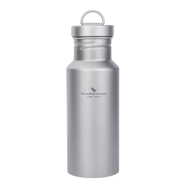 EcoWarra Ti3252D 550ml Boundless Voyage Titanium Water Bottle with Lid Wide Mouth Leak-Proof Reusable Sport Drinking Bottle for Camping 400/550/750ml
