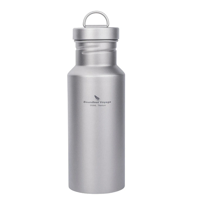 EcoWarra Ti3252D 550ml Boundless Voyage Titanium Water Bottle with Lid Wide Mouth Leak-Proof Reusable Sport Drinking Bottle for Camping 400/550/750ml