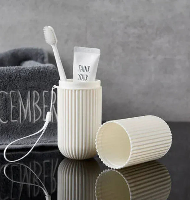 EcoWarra Travel Toothbrush Cup Box Round Plastic Portable Toothpaste Holder Home Organizer Storage Case Stand Bathroom Accessories