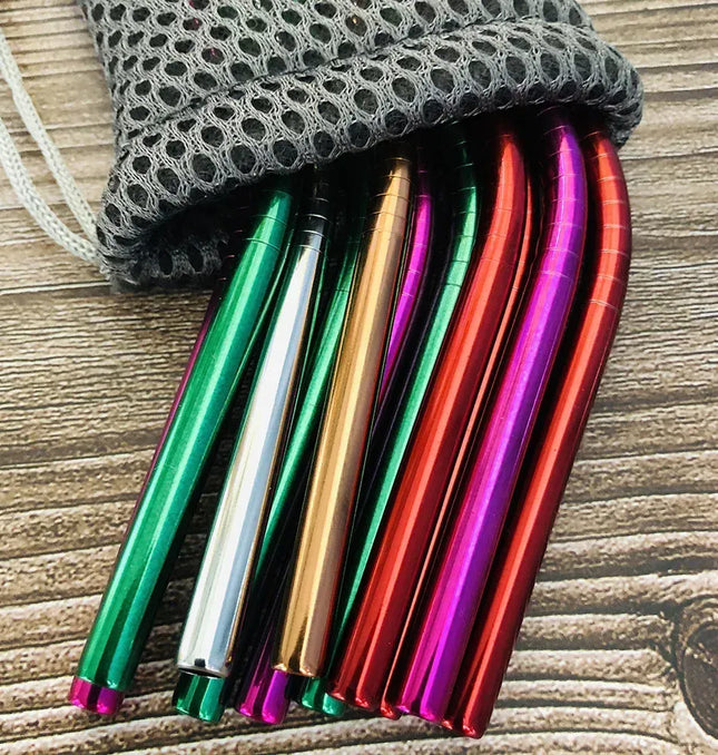 EcoWarra UPORS Reusable Drinking Straw 304 Stainless Steel Straws Straight Bent Metal Straw with Cleaner Brush Pouch Wholesale