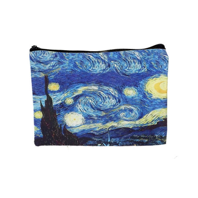 EcoWarra Van Gogh Series Tote Bag Cosmetic Pouch Oil Painting Starry Night Sunflower Travel Handbag Practical Combination Shopping Bags