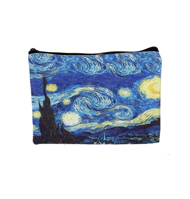 EcoWarra Van Gogh Series Tote Bag Cosmetic Pouch Oil Painting Starry Night Sunflower Travel Handbag Practical Combination Shopping Bags