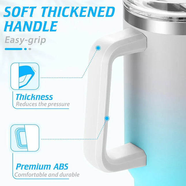 EcoWarra Variant 40oz Tumbler with Handle and Straw, Pink Insulated Travel Mug Iced Coffee Cup, Reusable Stainless Steel Insulated Water Bottle