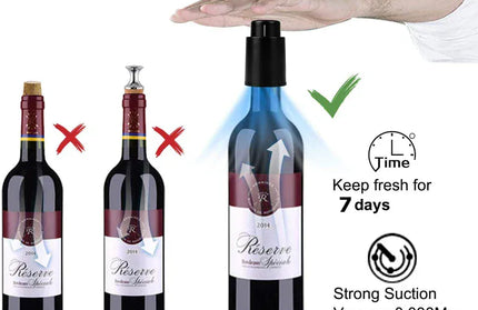 EcoWarra Variant LMETJMA Wine Bottle Stoppers Reusable Vacuum Wine Stoppers Pump Wine Preserver to Keep Your Wine Fresh Up to 7 Days KC0427