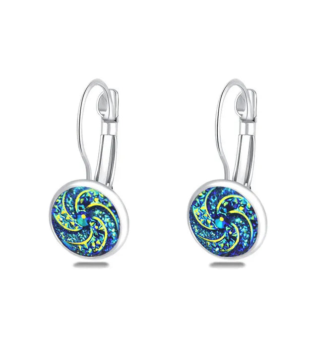EcoWarra W7 Simplee Korean Fashion Earrings with Round Stone for Women Silver Color Hanging Earing 2023 Trend Jewelry K-pop Accessories