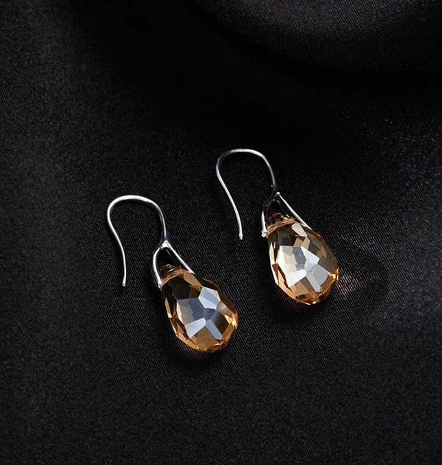 EcoWarra WA6285-3 Rose Gold Water Drop Zircon Dangle Earrings