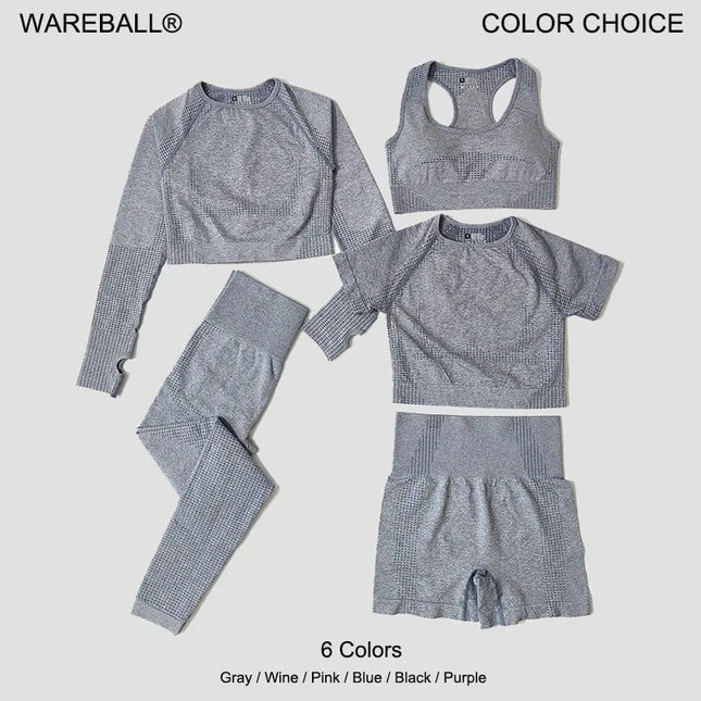 EcoWarra WAREBALL Seamless Women Yoga Pants Workout Sportswear Gym Clothing Fitness Long Sleeve Crop Top High Waist Leggings SportsTop