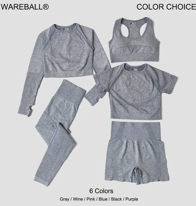 EcoWarra WAREBALL Seamless Women Yoga Pants Workout Sportswear Gym Clothing Fitness Long Sleeve Crop Top High Waist Leggings SportsTop
