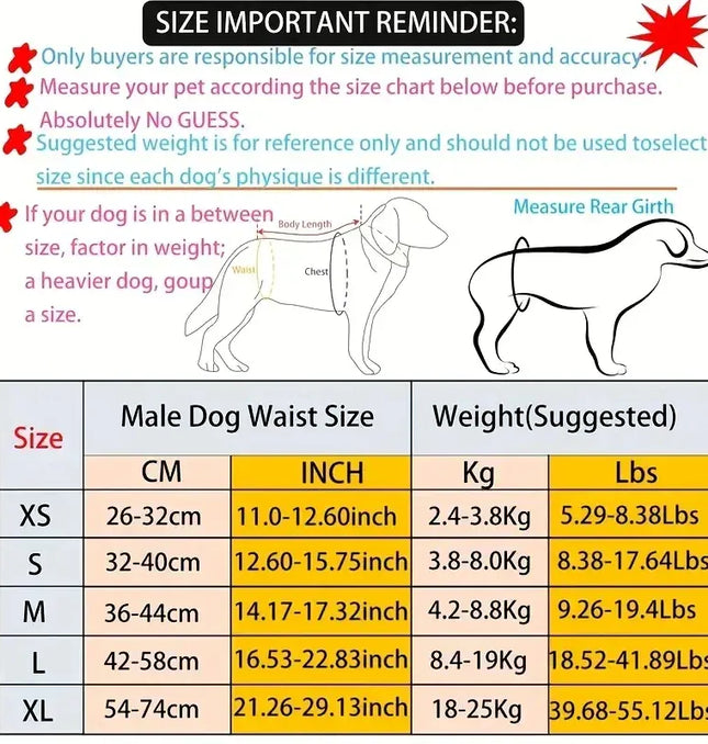 EcoWarra Washable Male Dog Diaper Pet Sanitary Panties Reusable Nappy Belly Band Wrap Diapers Leak Proof Pee Pant for Dogs