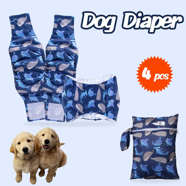 EcoWarra Washable Pet Dog Diapers Males Absorbent Adjustable Puppy Big Dog Physiological Pants for Dogs Reusable Pets Dogs Panties Shorts
