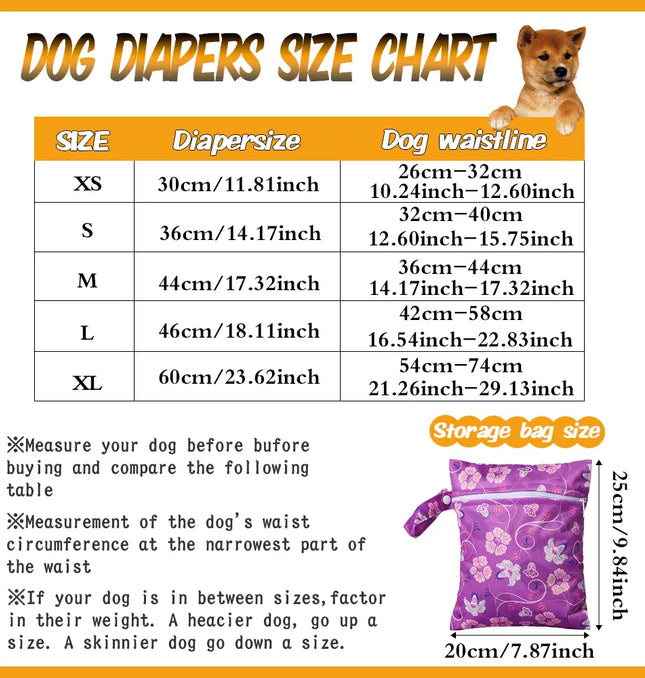 EcoWarra Washable Pet Dog Diapers Males Absorbent Adjustable Puppy Big Dog Physiological Pants for Dogs Reusable Pets Dogs Panties Shorts