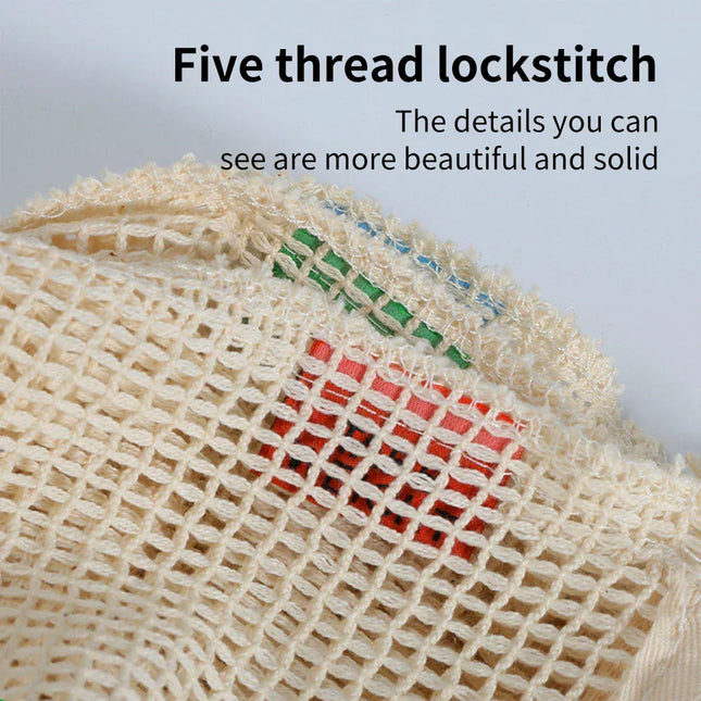 EcoWarra WEEDI 3/ Organic Cotton Reusable Produce Bag, Durable, Eco Friendly, Fruit Potato Mesh Storage Bags Drawstring Organizer
