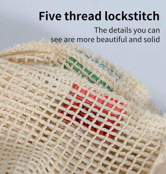 EcoWarra WEEDI 3/ Organic Cotton Reusable Produce Bag, Durable, Eco Friendly, Fruit Potato Mesh Storage Bags Drawstring Organizer