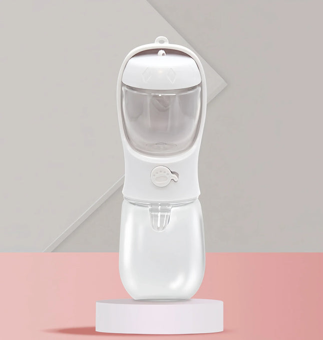 EcoWarra white / 350ml Portable Dog Cat Water Bottle with Storage Food and Water Container for Puppy Pets dogs Feeder Bowl Outdoor Travel Pet supplies
