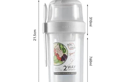 EcoWarra White 760ml Portable Fitness Weight Reducing Salad Cup Breakfast Fruit Oat Yogurt Cup Lid Spoon Outdoor Food Storage Picnic Bento Box