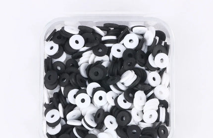 EcoWarra white black / 500Pcs 1box 500Pcs/Box 6mm Recyclable Polymer Clay Disc Loose Charms Beads Boho 34 Colors Wristband Handmade Spacer Beads For Jewelry Making