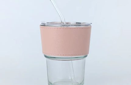 EcoWarra White Cup With Pink Glass Sipper Cups Reusable Spill-Proof Drinking Cups with Lid Straw for Birthday Party Travel Xmas Juice Mug Water Bottle Cups