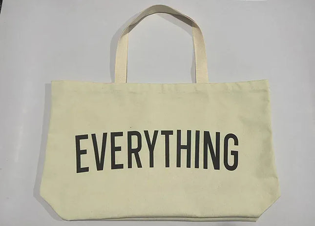 EcoWarra white Large Capacity Canvas Tote Bag Extra Letters Fashion Beach Totes Bags Reusable Travel Shopping Handbag Grocery Bag Bolsos Mujer