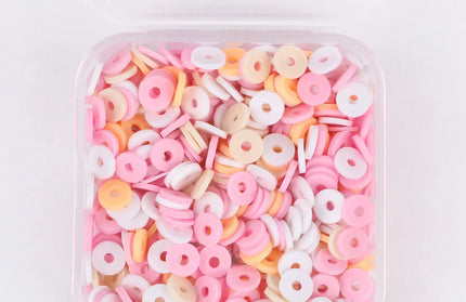 EcoWarra white pink orange / 500Pcs 1box 500Pcs/Box 6mm Recyclable Polymer Clay Disc Loose Charms Beads Boho 34 Colors Wristband Handmade Spacer Beads For Jewelry Making