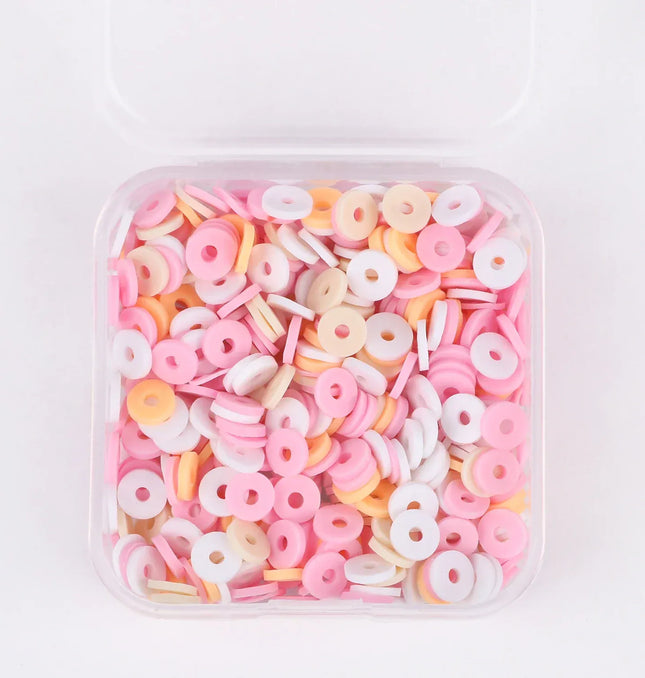 EcoWarra white pink orange / 500Pcs 1box 500Pcs/Box 6mm Recyclable Polymer Clay Disc Loose Charms Beads Boho 34 Colors Wristband Handmade Spacer Beads For Jewelry Making