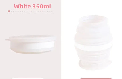 EcoWarra White Type B Portable Silicone Foldable Cup With Lanyard Heat Resistant Collapsible Cups Lid Folding Storage Travel Mug For Hot Water