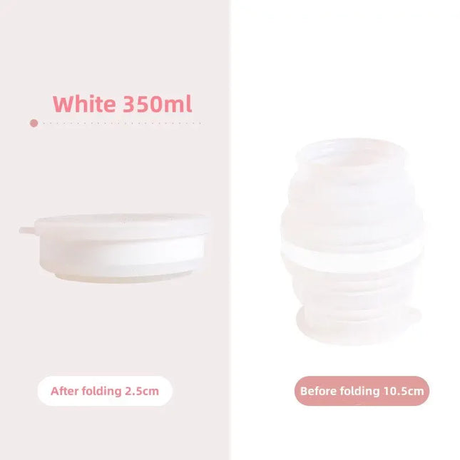 EcoWarra White Type B Portable Silicone Foldable Cup With Lanyard Heat Resistant Collapsible Cups Lid Folding Storage Travel Mug For Hot Water