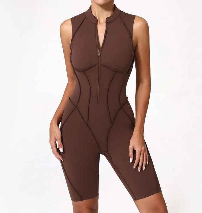 EcoWarra Women's tracksuit Gym Workout Sports clothes outfit zipper Jumpsuit Yoga Fitness overalls Set open Back Bodysuits suit for women
