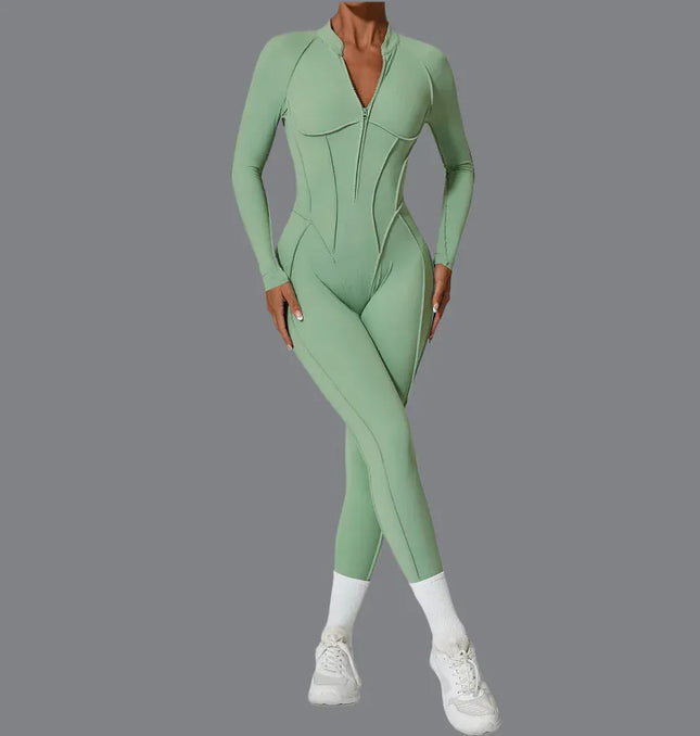 EcoWarra Women's tracksuit Gym Workout Sports clothes outfit zipper Jumpsuit Yoga Fitness overalls Set open Back Bodysuits suit for women