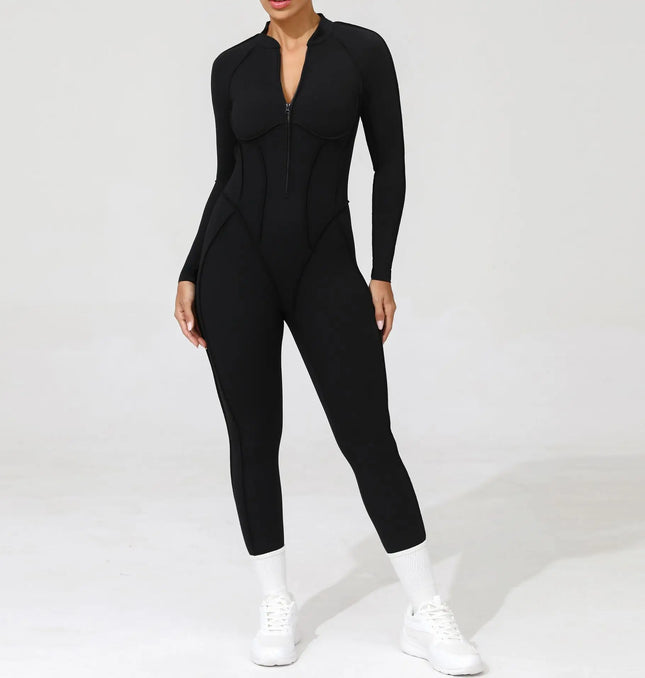 EcoWarra Women's tracksuit Gym Workout Sports clothes outfit zipper Jumpsuit Yoga Fitness overalls Set open Back Bodysuits suit for women