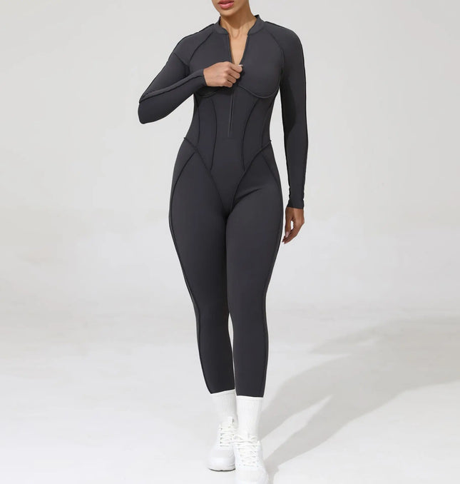 EcoWarra Women's tracksuit Gym Workout Sports clothes outfit zipper Jumpsuit Yoga Fitness overalls Set open Back Bodysuits suit for women