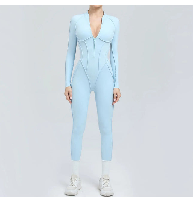 EcoWarra Women's tracksuit Gym Workout Sports clothes outfit zipper Jumpsuit Yoga Fitness overalls Set open Back Bodysuits suit for women