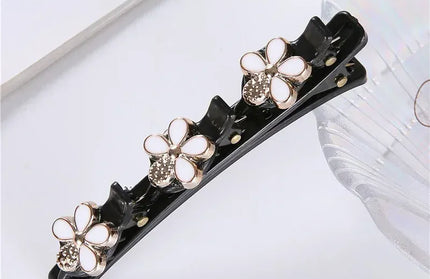 EcoWarra Wt Flower New Fashion Sparkling Crystal Stones Braided Hair Clips 3 Flowers Hair Accessories for Women Girls Styling Tools  Wholesales