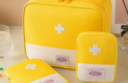 EcoWarra Yellow-3PCS 4 Sizes Portable Medicine Bag Travel First Aid Kit Medicine Bag Storage Bag Survival Kit Medicine Box Outdoor Emergency Camping