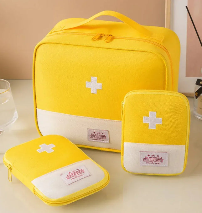 EcoWarra Yellow-3PCS 4 Sizes Portable Medicine Bag Travel First Aid Kit Medicine Bag Storage Bag Survival Kit Medicine Box Outdoor Emergency Camping
